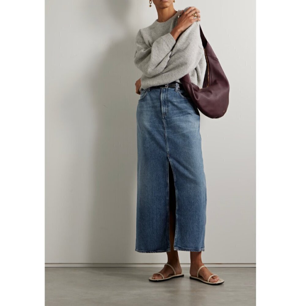 AGOLDE Leif Longline Denim Skirt in Wash Swing Size US 27